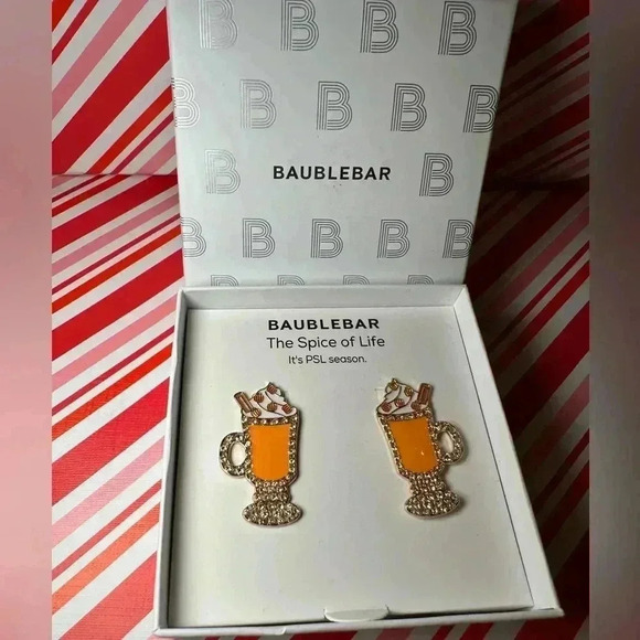 BaubleBar Earrings Spice of Life Pumpkin Latte post earrings NEW - Picture 3 of 8